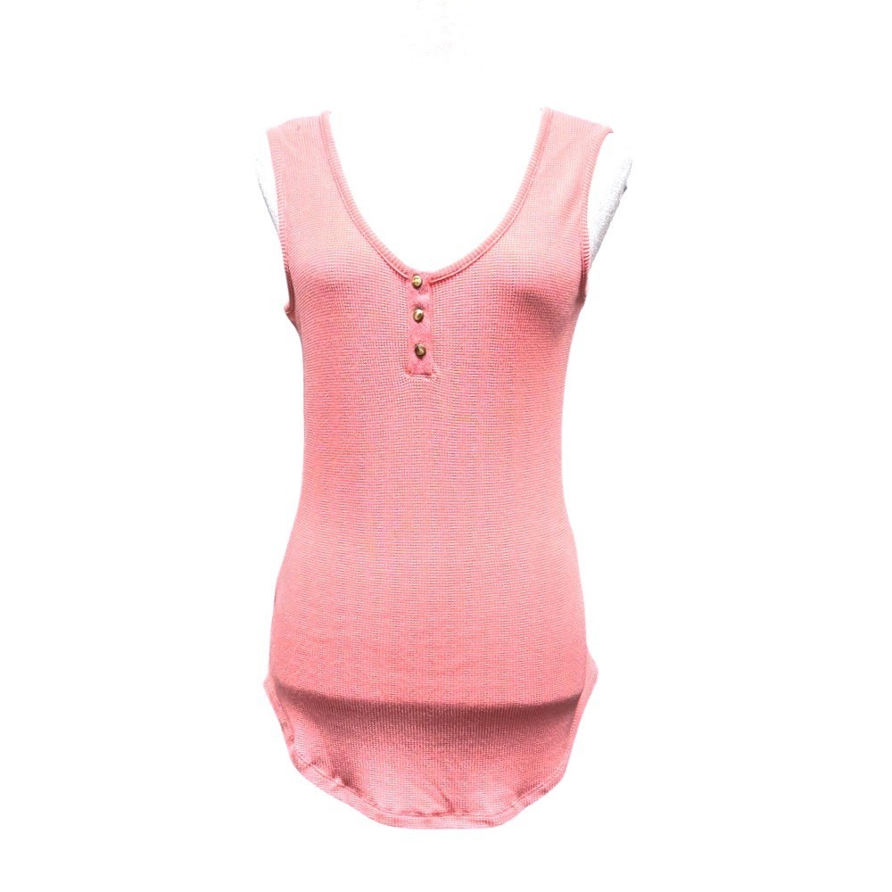 Tribal Jeans‎ Womens Pink Monet Waffle Knit Henley Sleeveless Top Size Small NWT